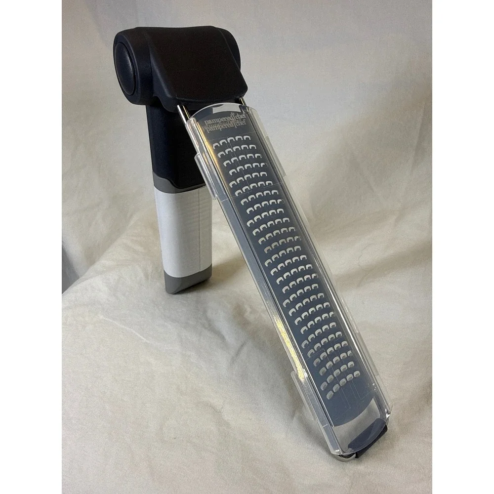 Pampered Chef Adjustable Zester 100482 Stainless Steel Citrus Grater Black Gray
